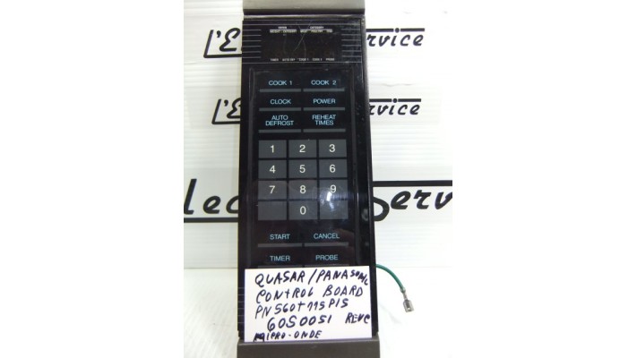 Quasar Panasonic 60S0051 control board microwave PN560T775P15